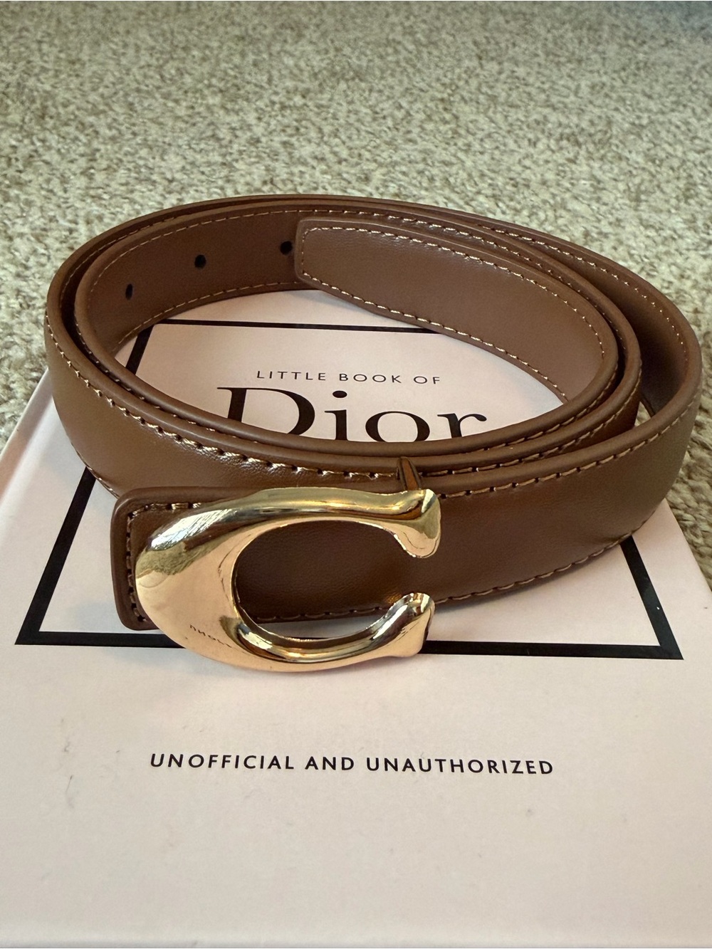 Brown Belt with Gold 'C' Buckle Accent. Very durable & well made. Size- 97cm - Picture 5 of 10